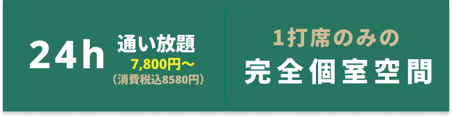 24h通い放題 1打席のみの完全個室空間